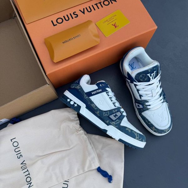 Louis Vuitton LV Trainer Monogram سفید آبی