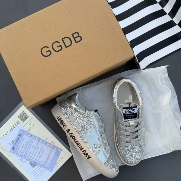 Silver Glitter Star Sneakers