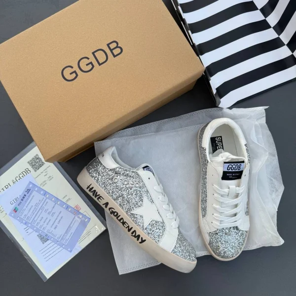 کفش golden goose سفید نقره ای