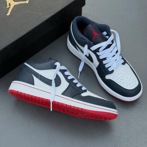 Nike Air Jordan 1 Low نایک ایر جردن وان لو سفید سرمه ای زیره قرمز